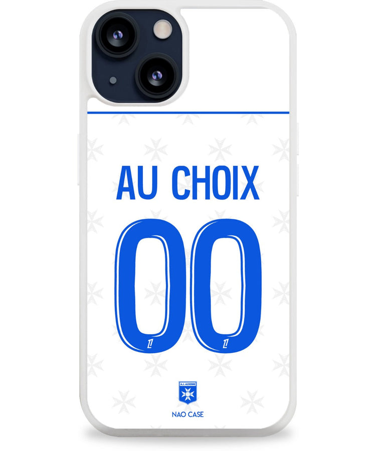 Coque AJ Auxerre domicile 2025/26 personnalisée avec prénom et numéro