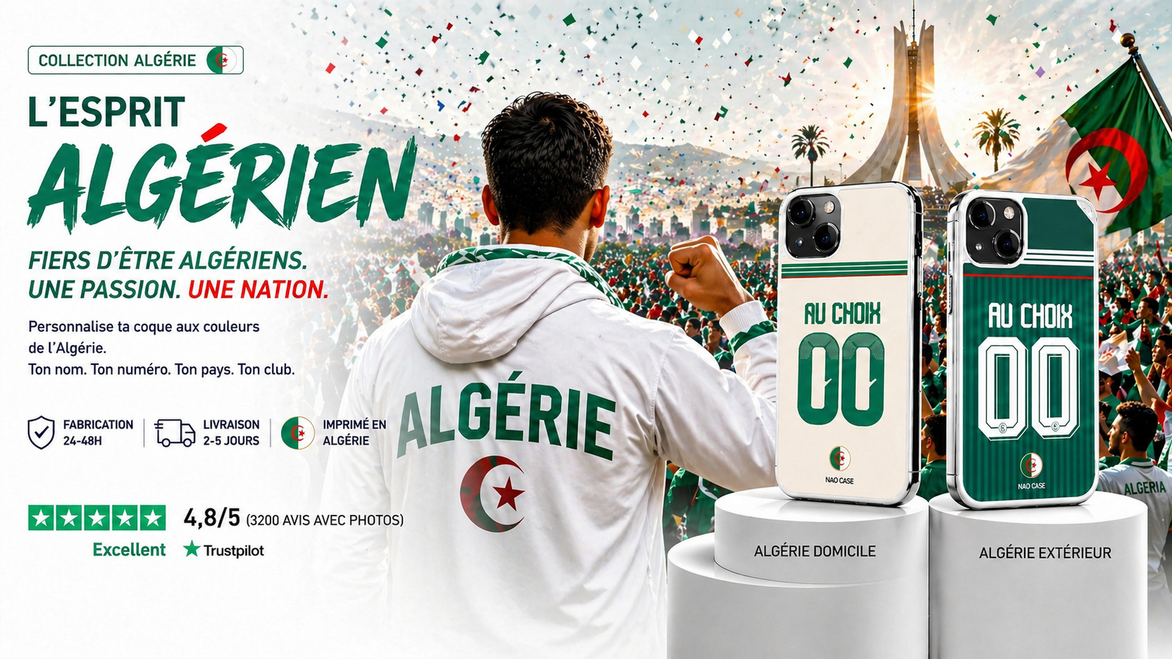 Coque Équipe d'Algérie personnalisée