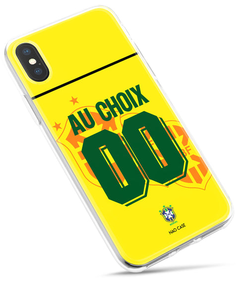 Coque rétro Brésil domicile 1994 personnalisée avec prénom et numéro