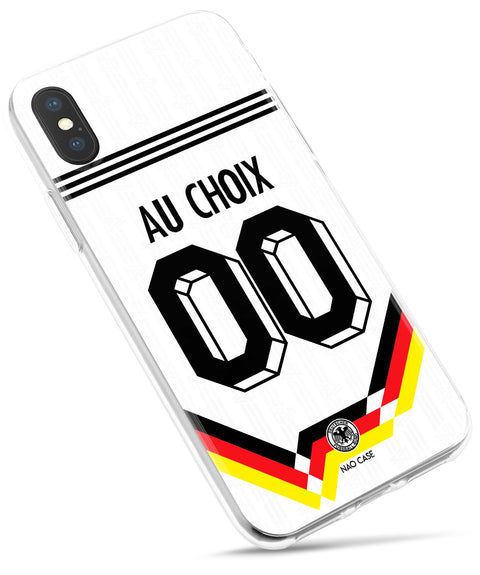 Coque rétro Allemagne domicile 1990 personnalisée avec prénom et numéro