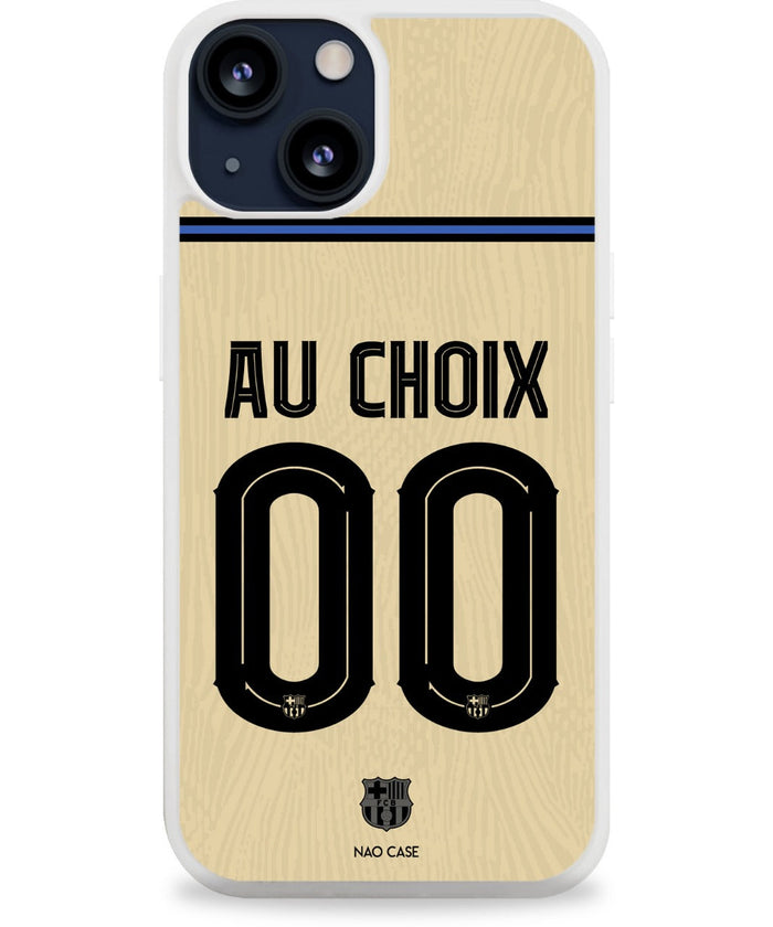 Coque football FC BARCELONE EXTERIEUR 2025/26 personnalisée nom numéro – 2ème coque -50% – iPhone Samsung Xiaomi Redmi