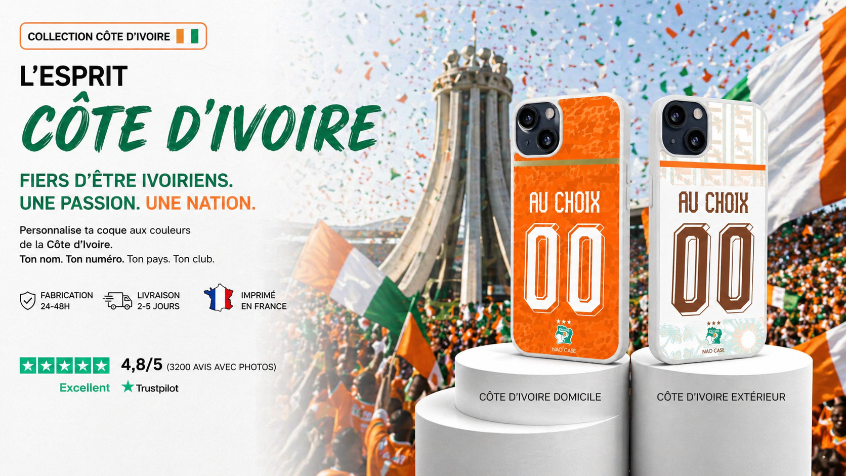 Coque Équipe de Côte d'Ivoire personnalisée