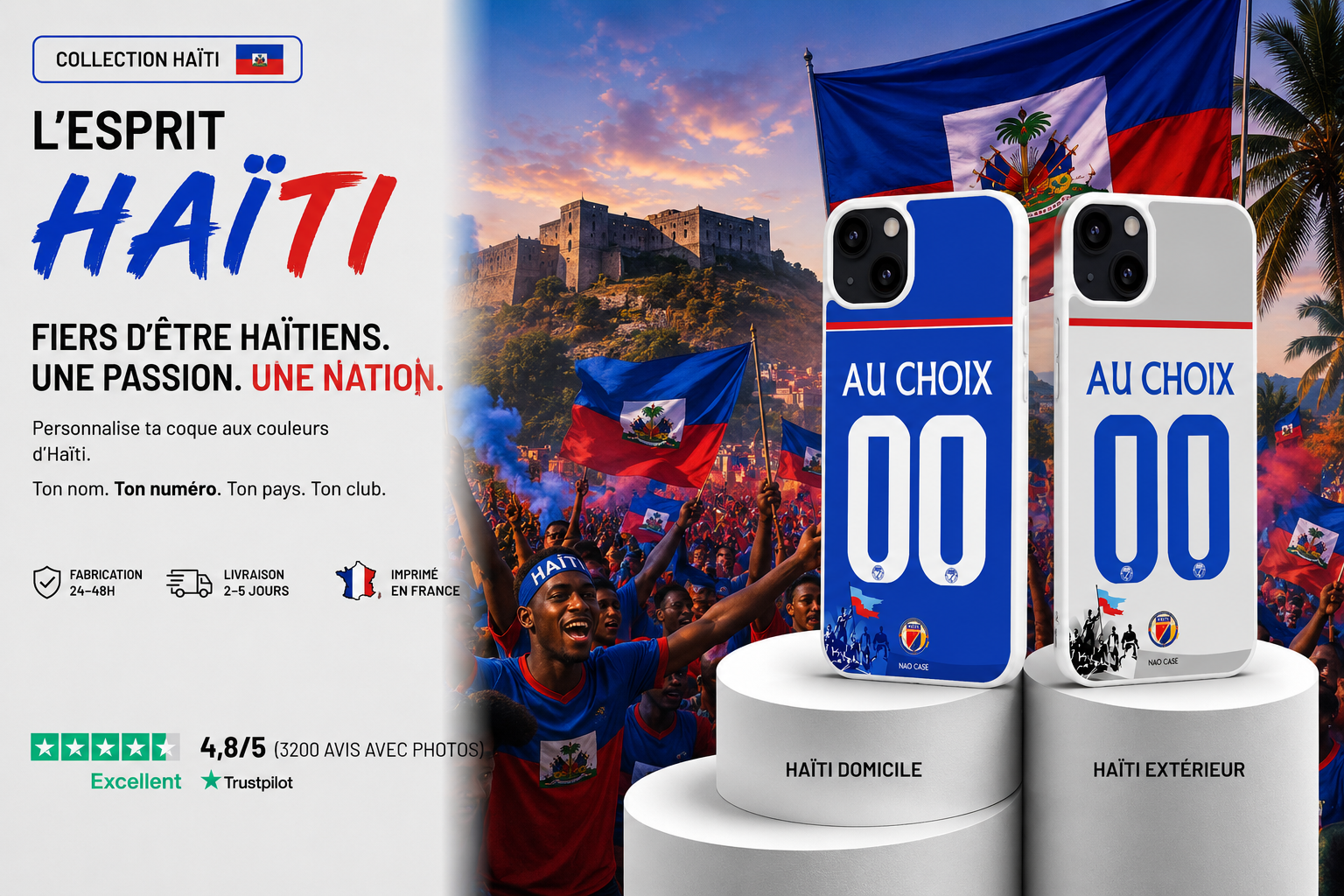 Coque Équipe d'Haïti personnalisée