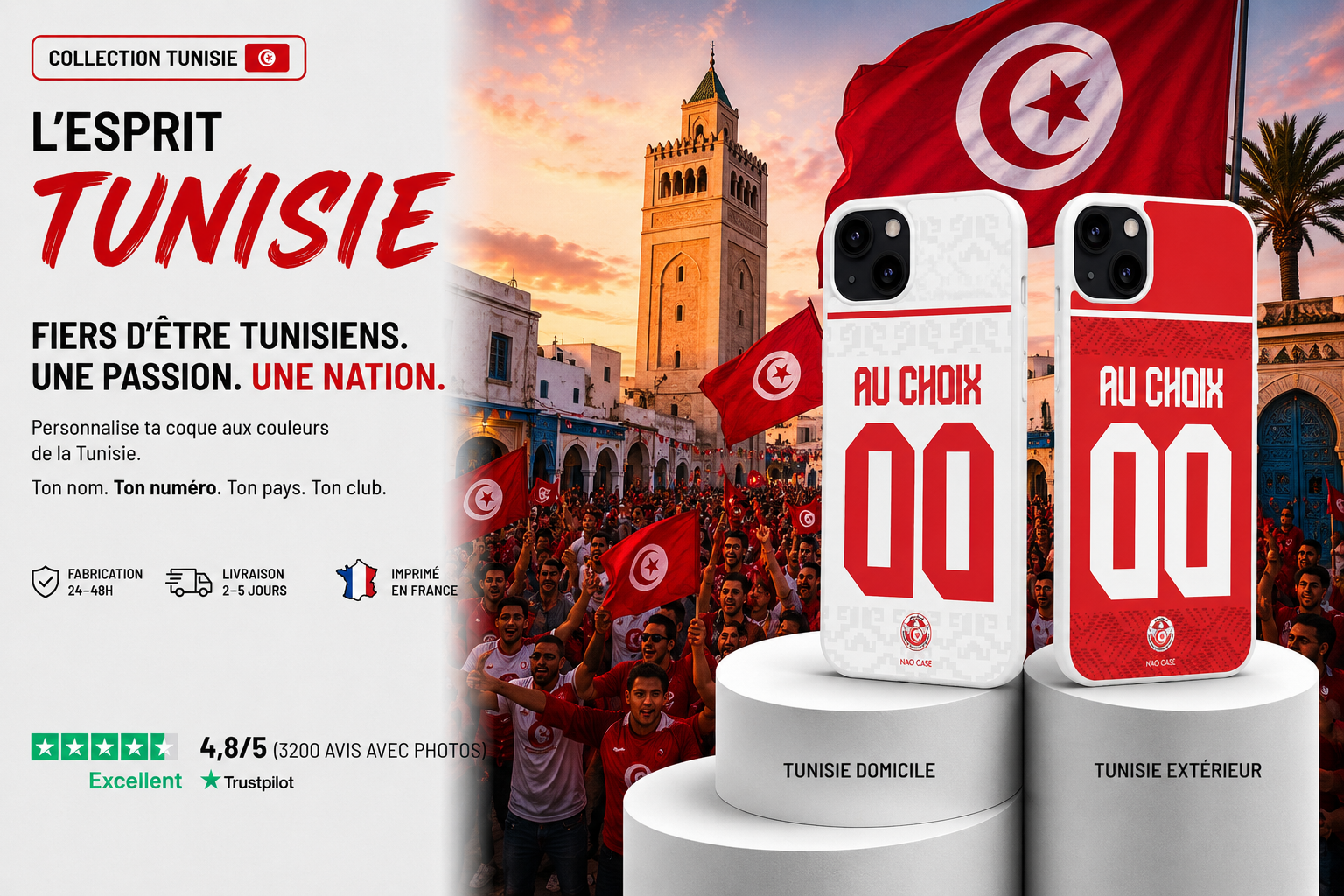 Coque Équipe de Tunisie personnalisée