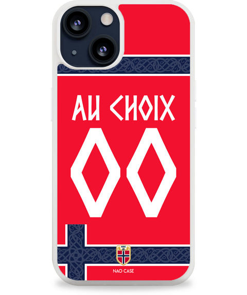 Coque Norvège domicile personnalisée 2026 avec prénom et numéro compatible iPhone et Samsung