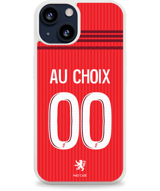 Coque Olympique Lyonnais extérieur personnalisée 2026/27 avec prénom et numéro compatible iPhone et Samsung