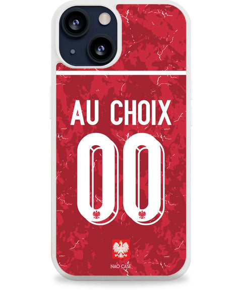 Coque Pologne extérieur personnalisée 2026 avec prénom et numéro compatible iPhone et Samsung
