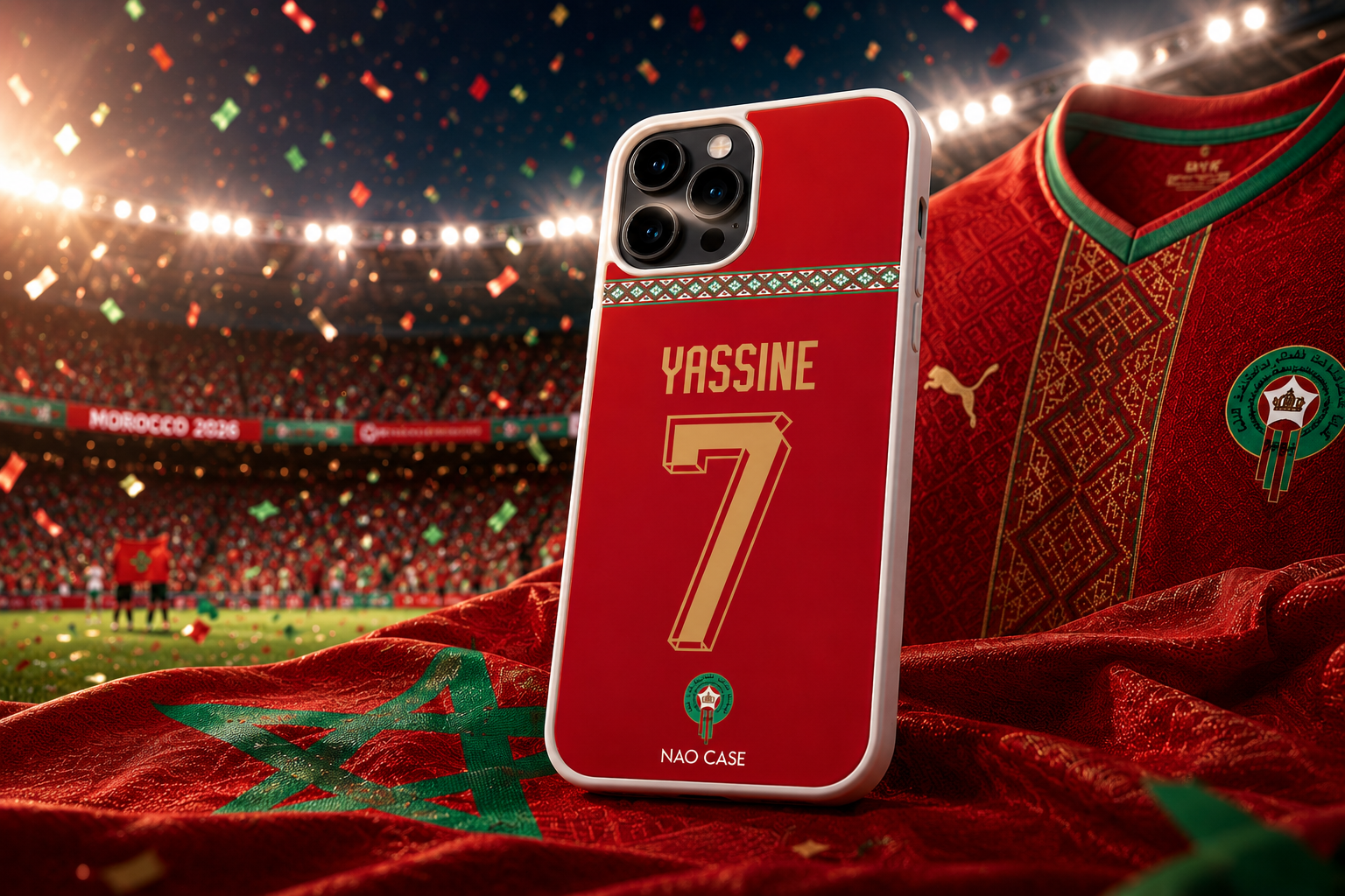 Personnaliser sa coque Maroc avec prénom et numéro