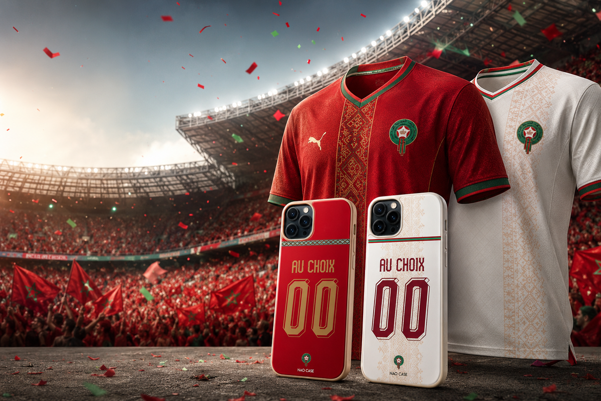 Coque personnalisée Maroc 2026 inspirée du maillot domicile des Lions de l'Atlas
