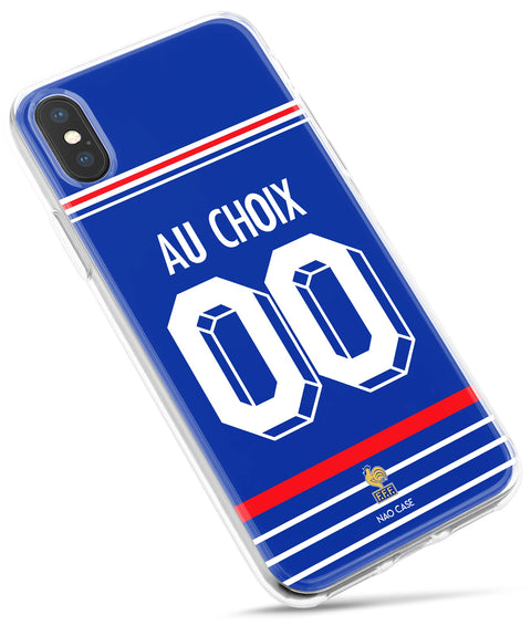 Coque rétro France domicile 1998 personnalisée avec prénom et numéro