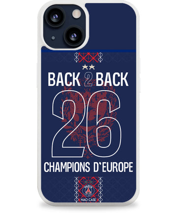 Coque PSG Back 2 Back Champions d'Europe 2026 – Vue principale – NAO CASE