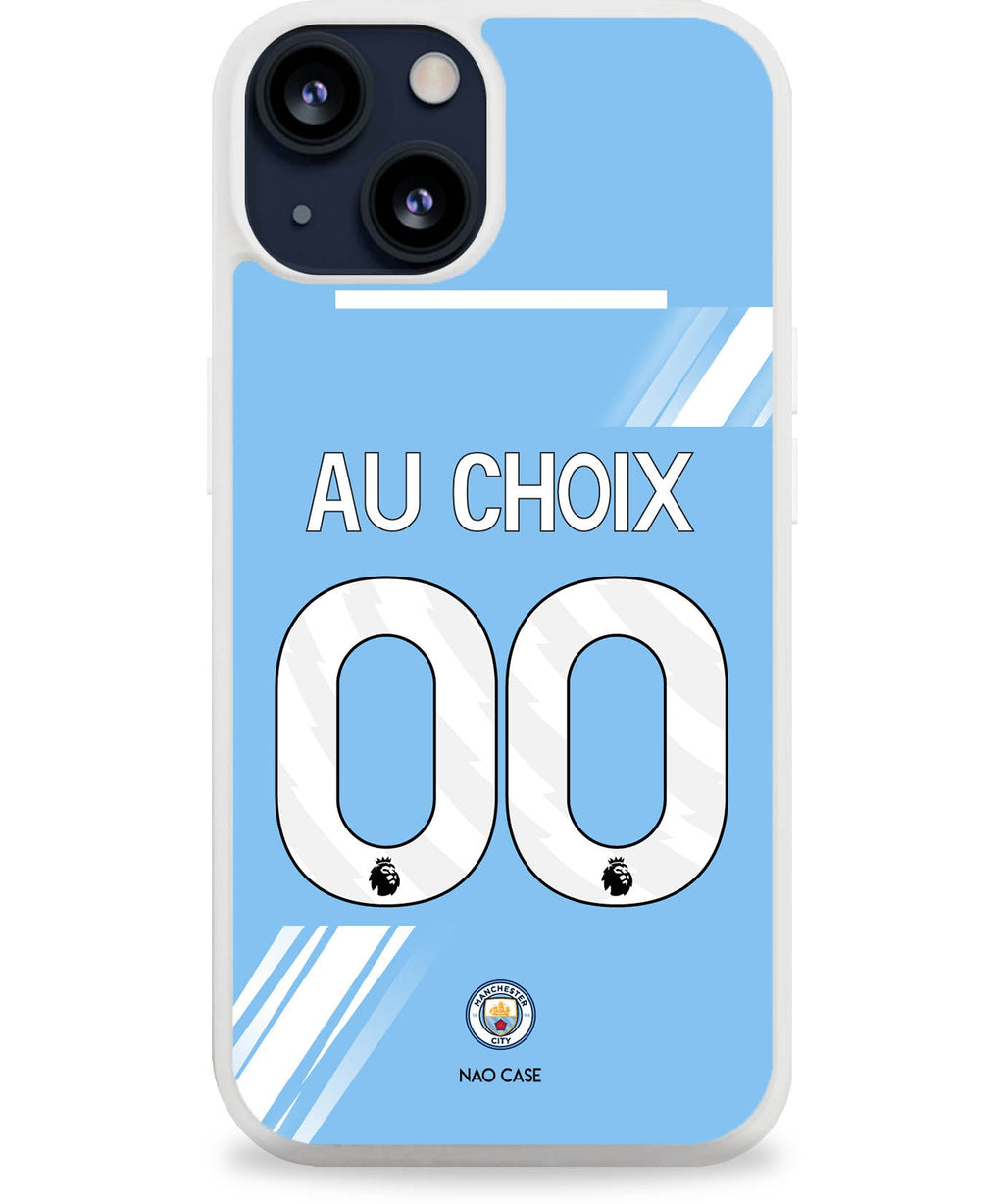 Coque football MANCHESTER CITY DOMICILE 2025/26 personnalisée nom numéro – 2ème coque -50% – iPhone Samsung Xiaomi Redmi
