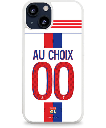 Coque Olympique Lyonnais domicile personnalisée 2026/27 avec prénom et numéro compatible iPhone et Samsung