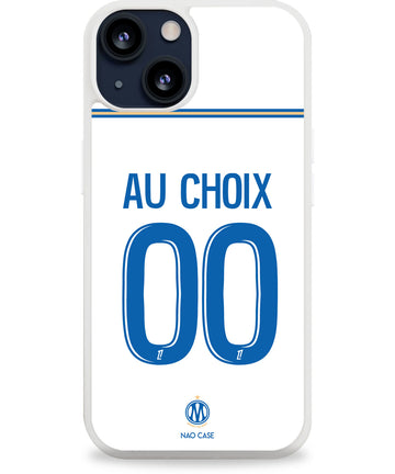 Coque OM domicile personnalisée 2026/27 avec prénom et numéro compatible iPhone et Samsung