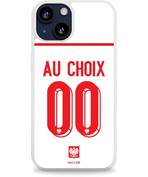 Coque Pologne domicile personnalisée 2026 avec prénom et numéro compatible iPhone et Samsung