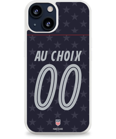 Coque USA extérieur personnalisée 2026 avec prénom et numéro compatible iPhone et Samsung