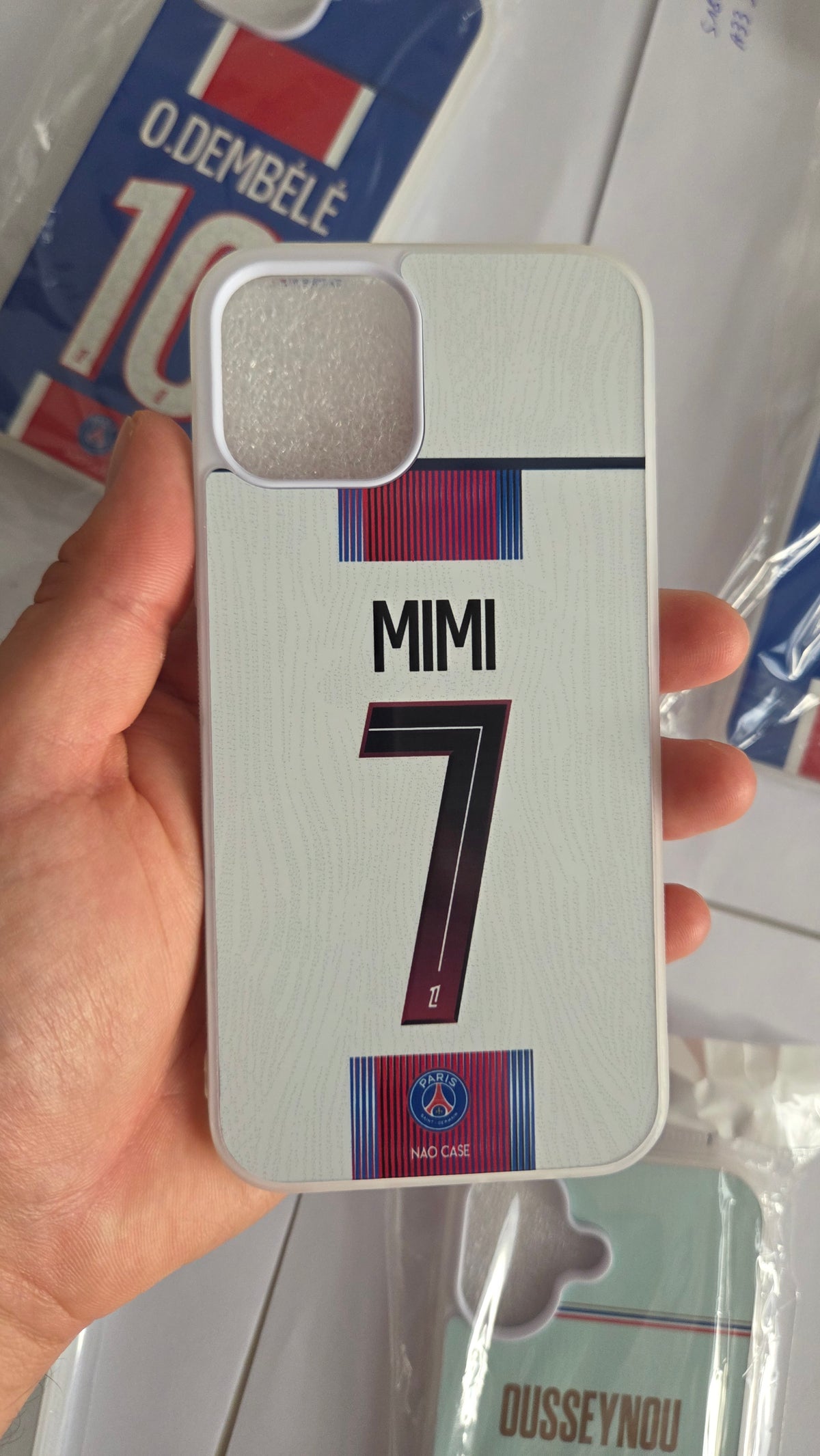 Coque PSG Extérieur 2026/27 Personnalisée réellement produite et personnalisée – exemple 4