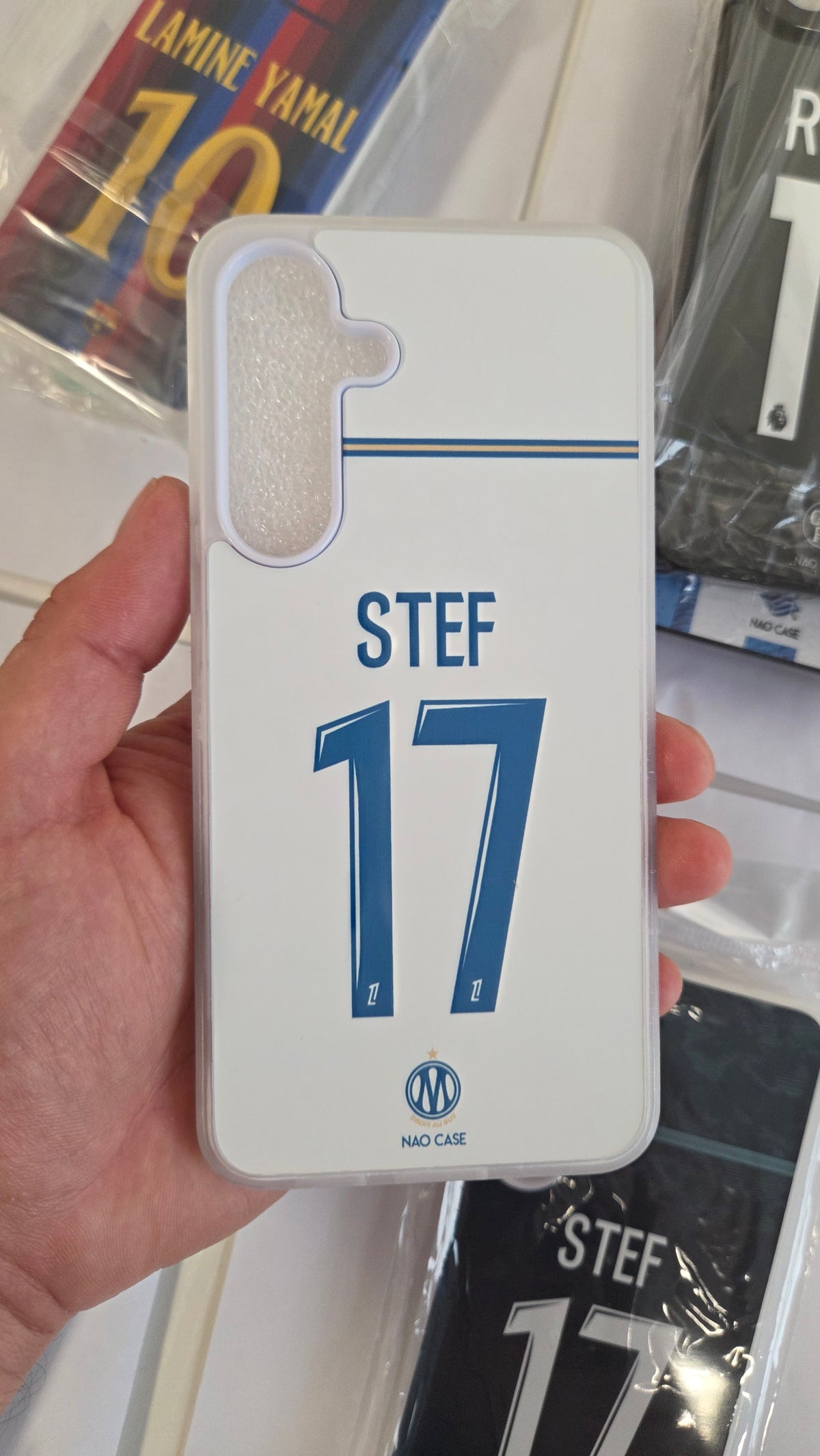 Coque OM Domicile 2026/27 Personnalisée réellement produite et personnalisée – exemple 4