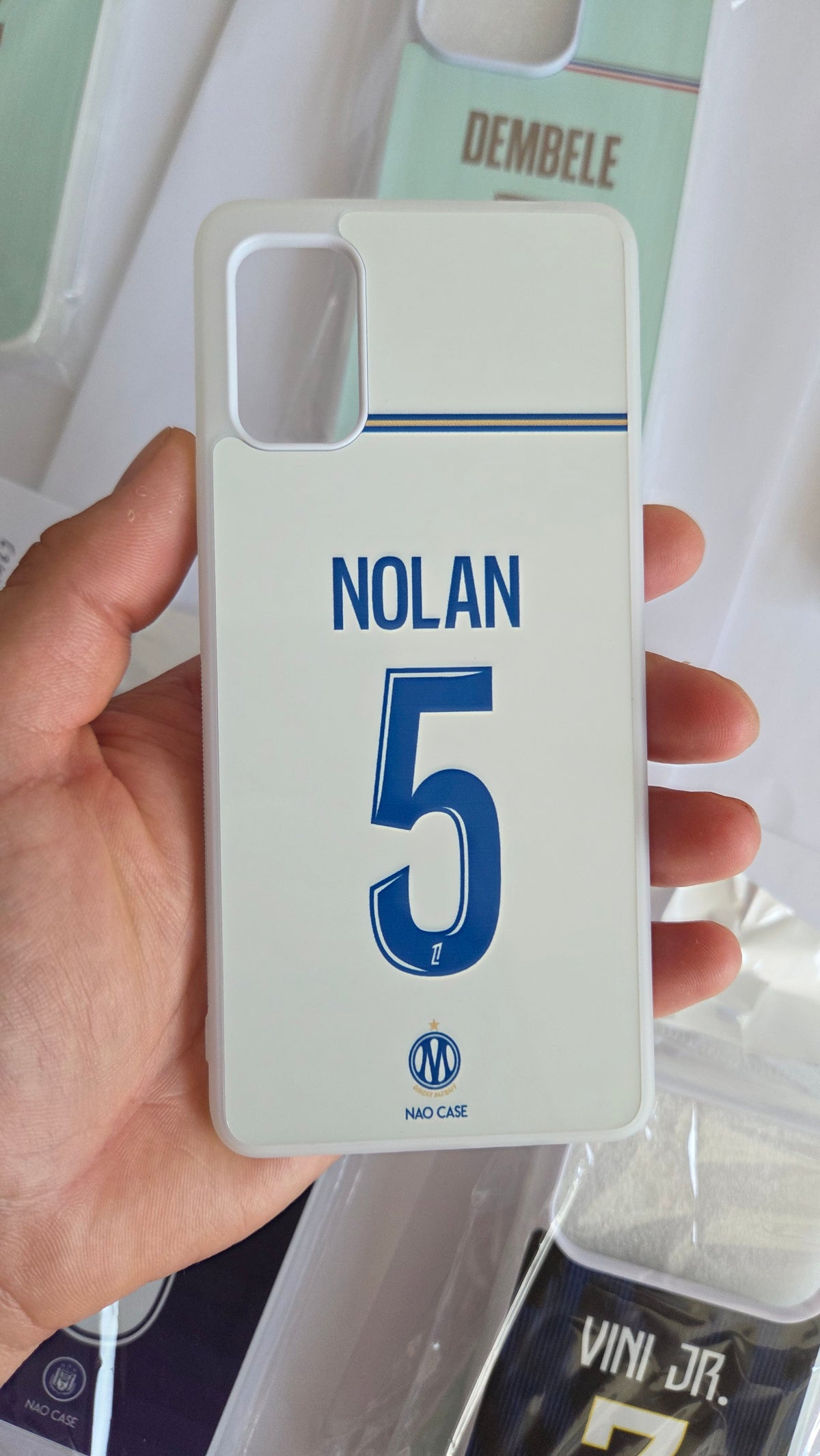 Coque OM Domicile 2026/27 Personnalisée réellement produite et personnalisée – exemple 6