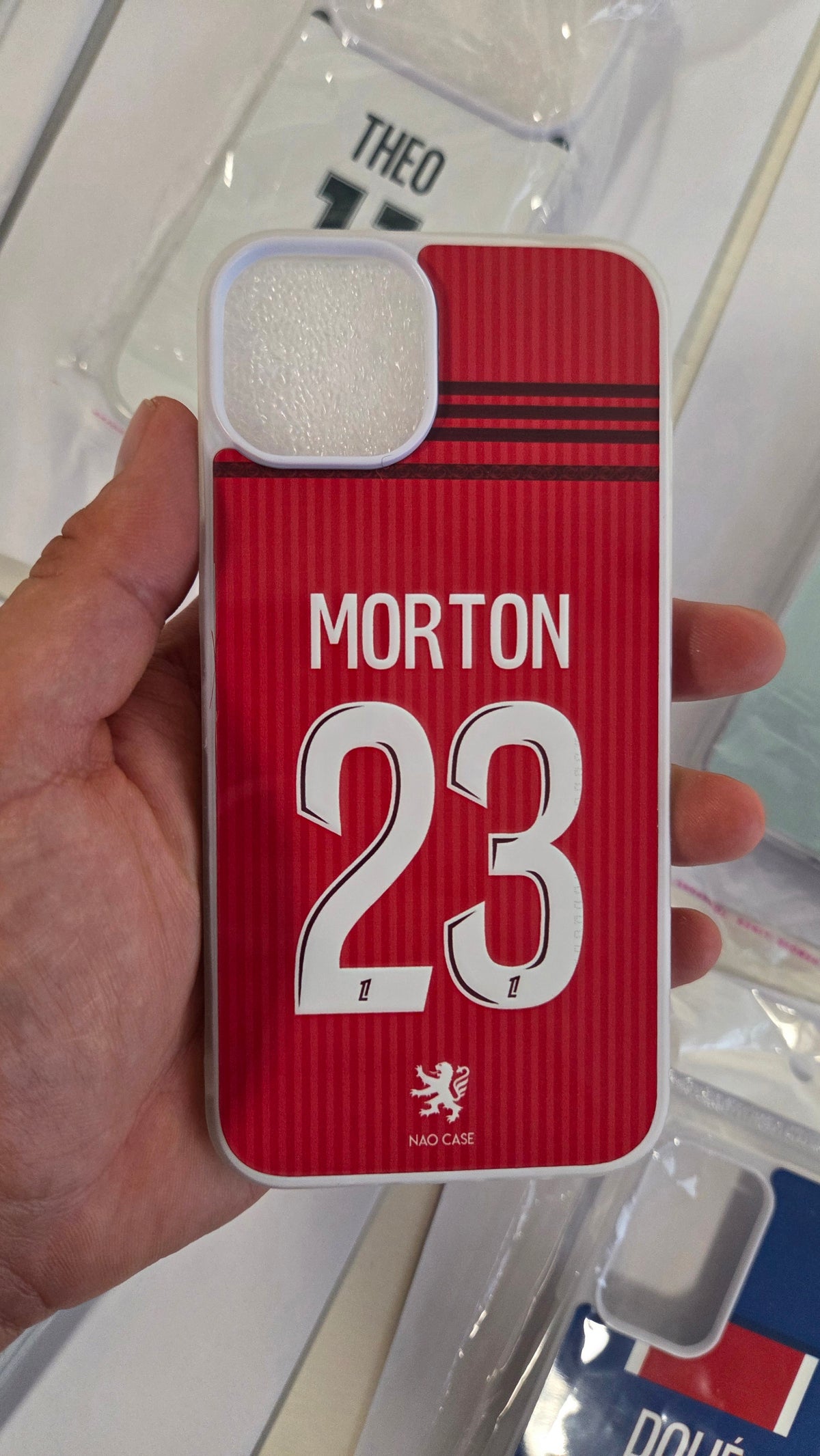 Coque OL Extérieur 2026/27 Personnalisée réellement produite et personnalisée – exemple 4