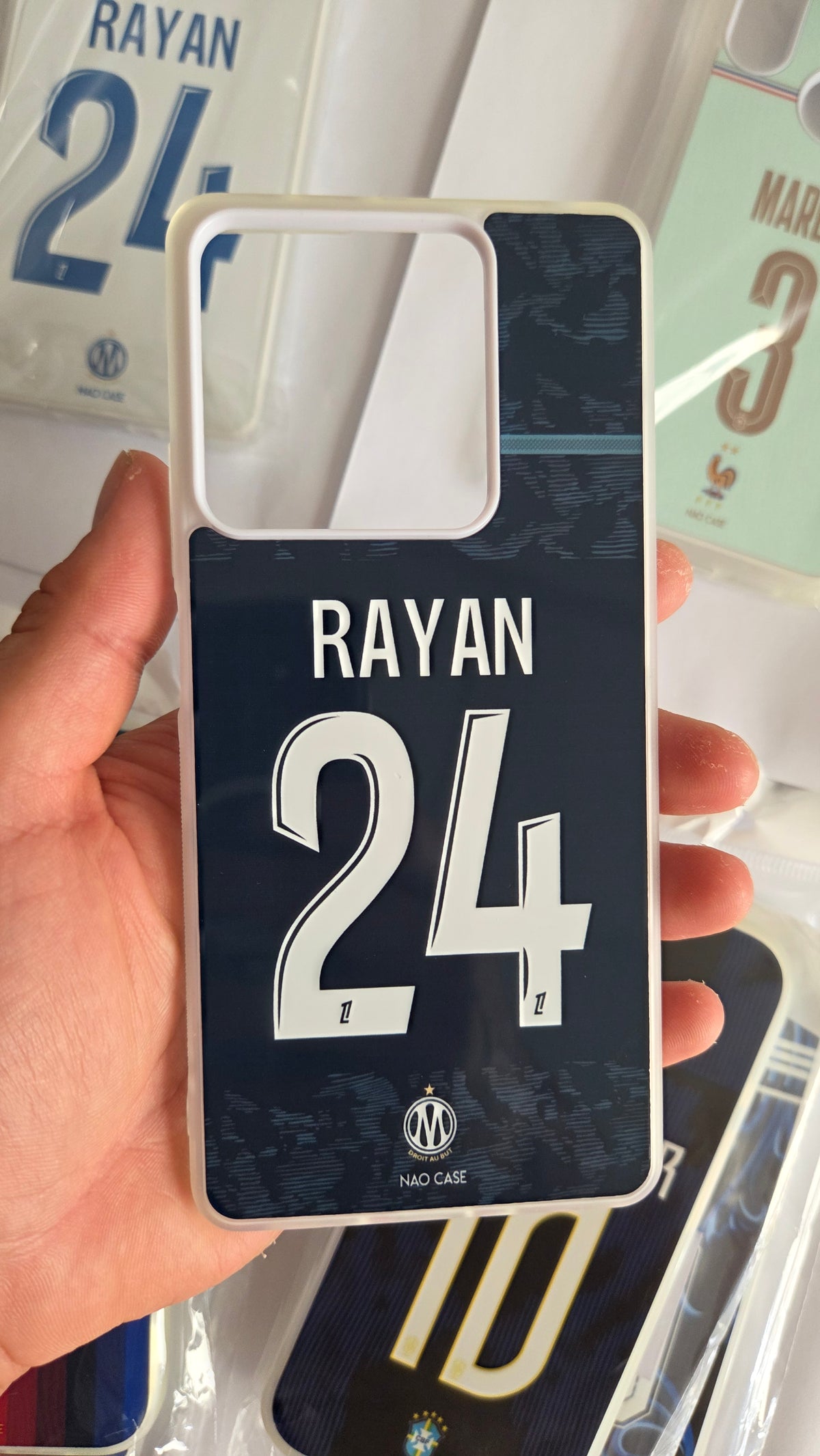 Coque OM Extérieur 2026/27 Personnalisée réellement produite et personnalisée – exemple 5