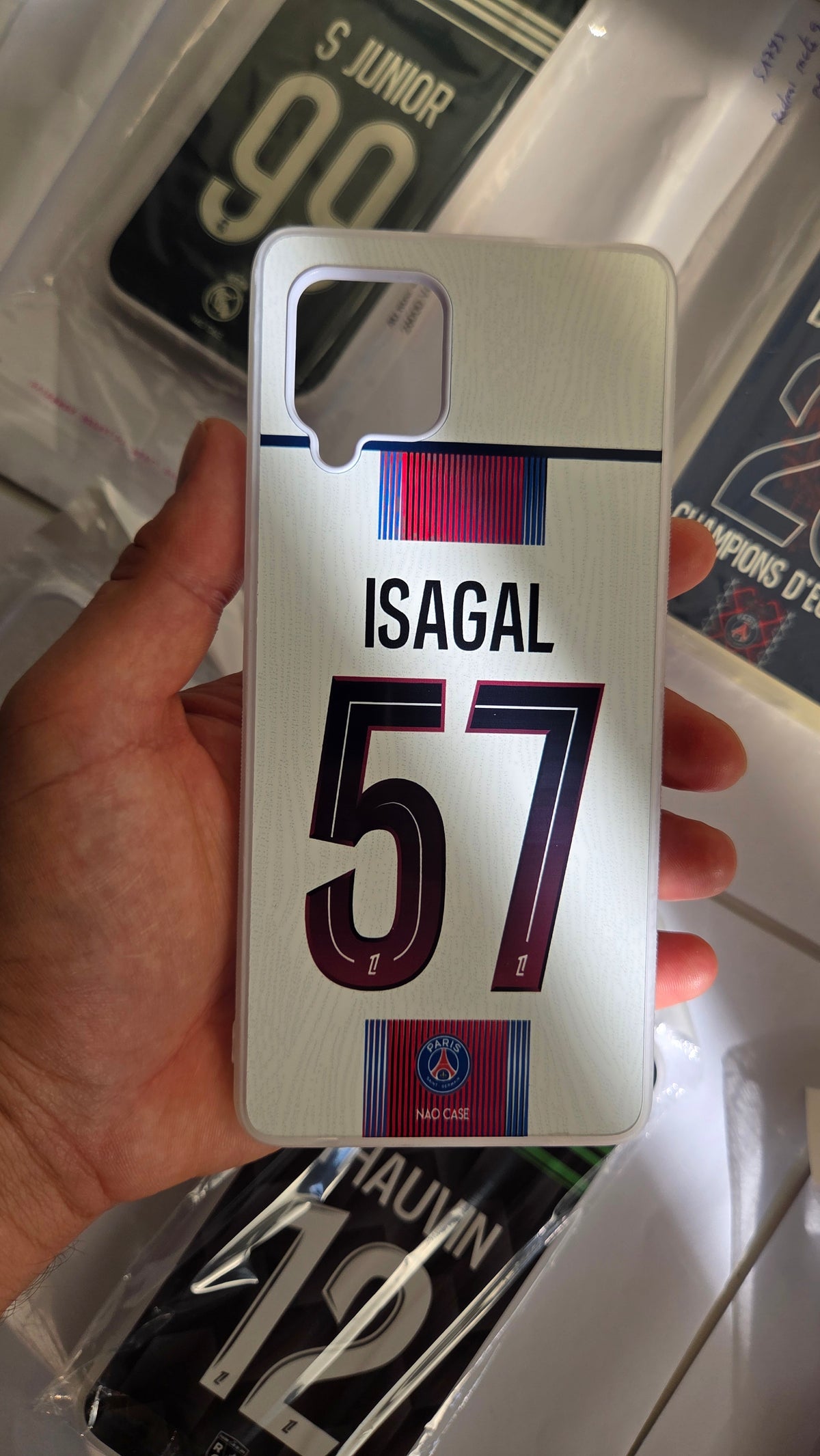 Coque PSG Extérieur 2026/27 Personnalisée réellement produite et personnalisée – exemple 1