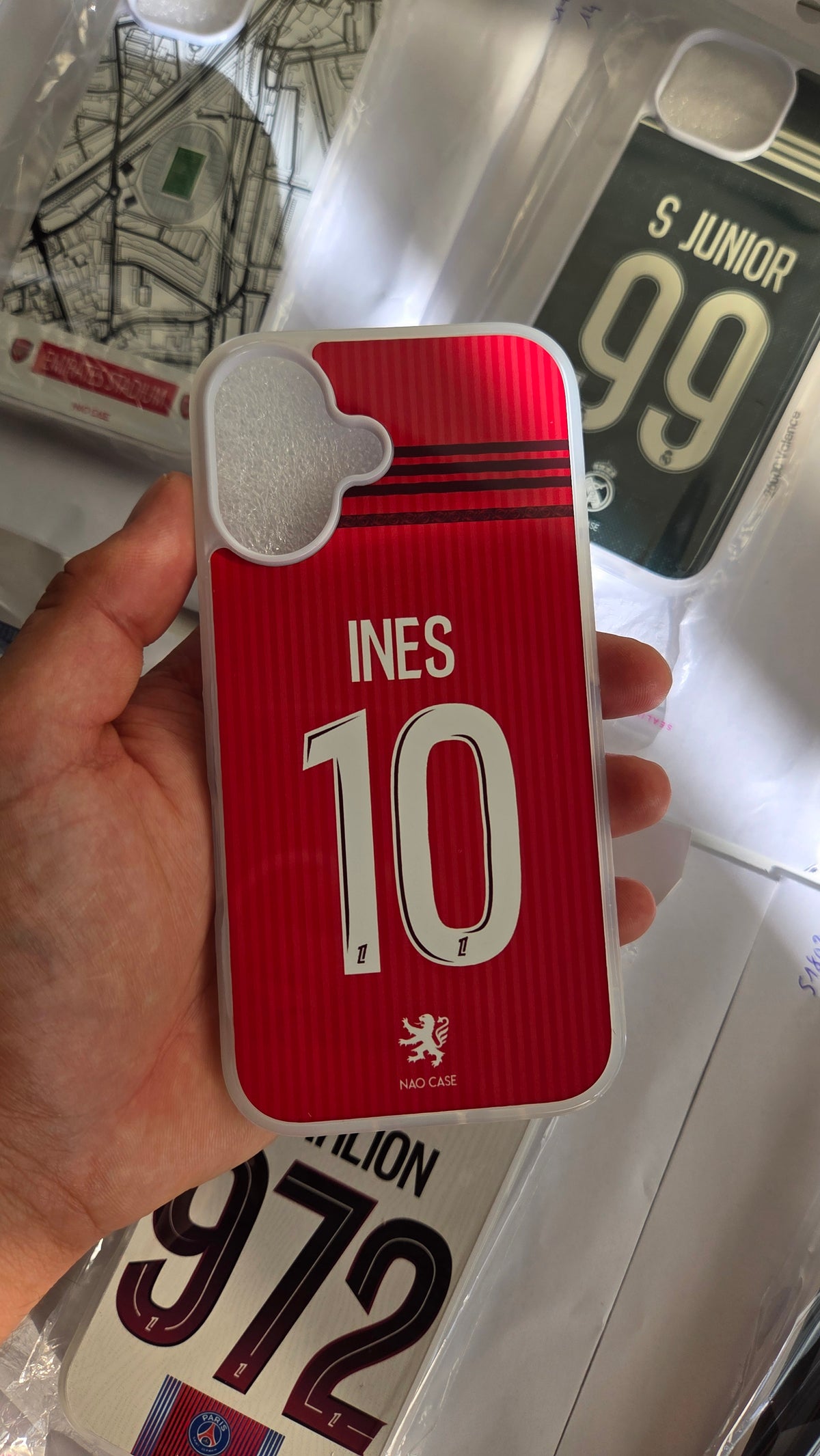 Coque OL Extérieur 2026/27 Personnalisée réellement produite et personnalisée – exemple 6