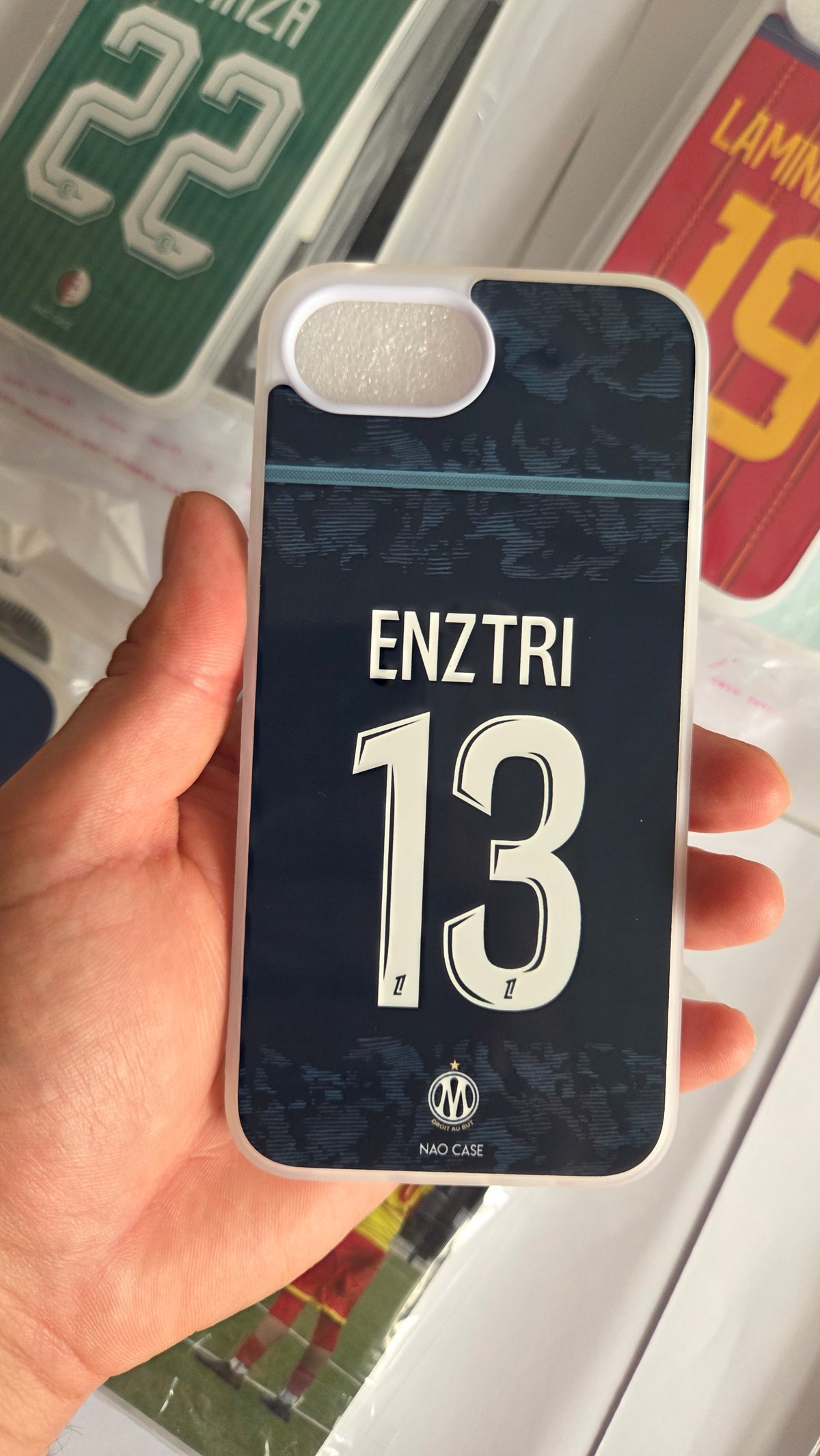 Coque OM Extérieur 2026/27 Personnalisée réellement produite et personnalisée – exemple 3