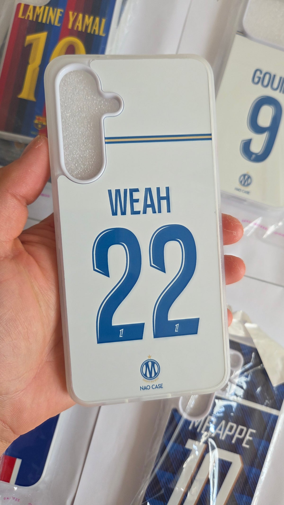 Coque OM Domicile 2026/27 Personnalisée réellement produite et personnalisée – exemple 1