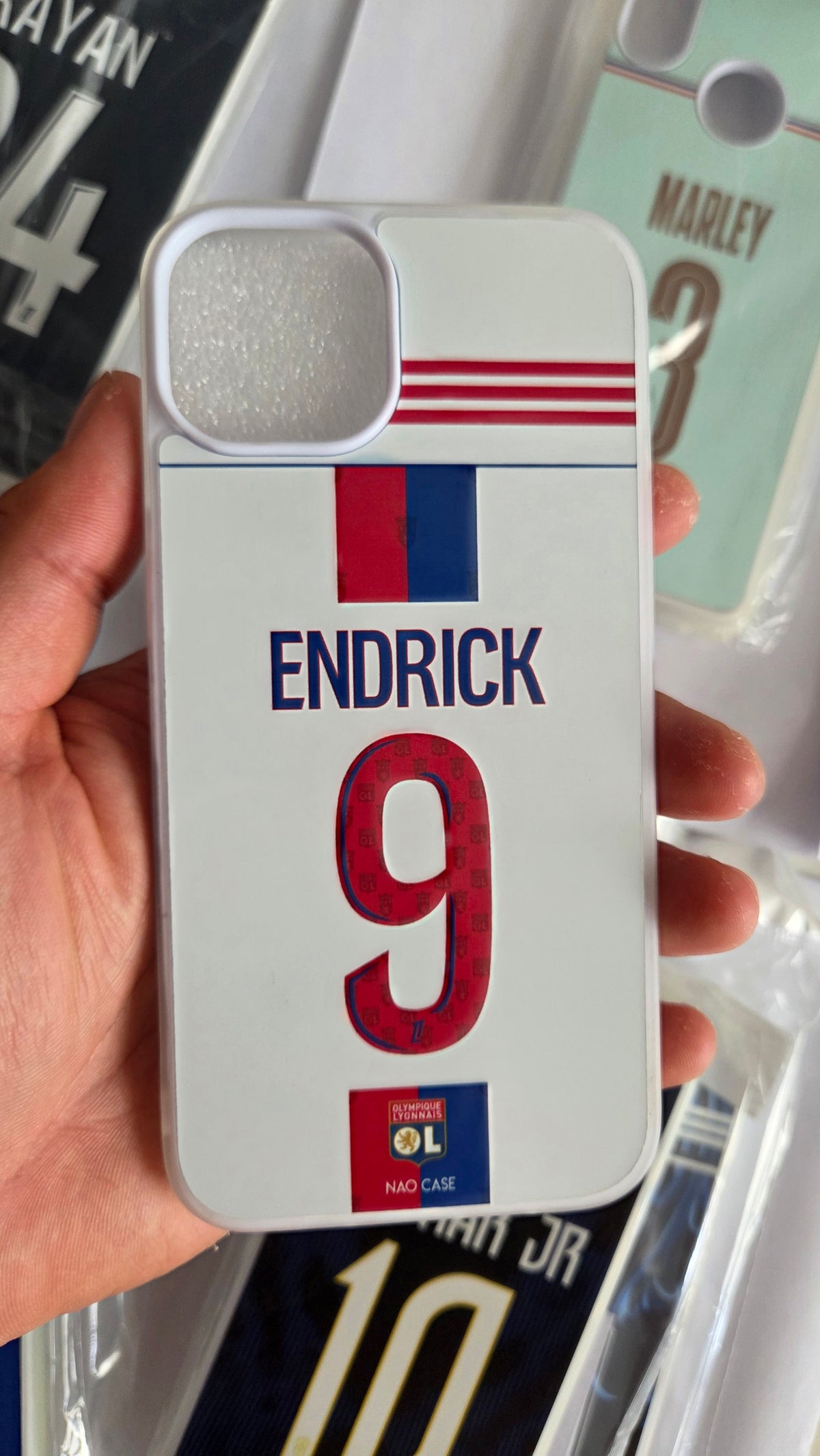 Coque OL Domicile 2026/27 Personnalisée réellement produite et personnalisée – exemple 5